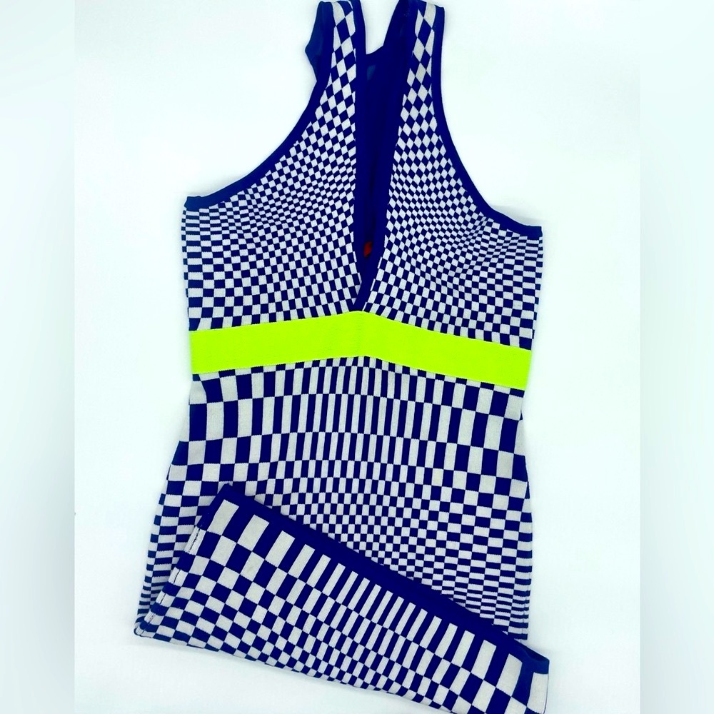 Bandage Luxury Mini Dress With checker print Soft material